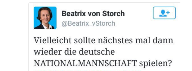 Tweet von Frau von Storch am 7.7.2016 um 23:21 Uhr: 